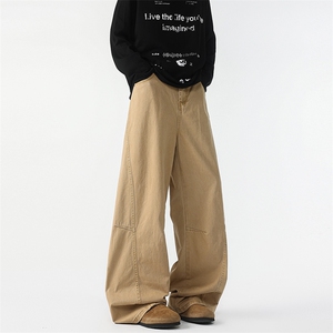 8XL-M 工装裤男秋季日系男直筒宽松阔腿休闲弯刀裤子男K9177P65图片