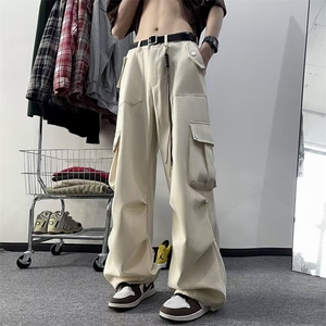 新款春秋美式复古大口袋工装裤男潮牌宽松直筒垂感裤子 K528图片