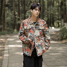 新款不规则虎头提花夹克外套男士休闲长袖时尚服翻领褂子3738/P68，男装夹克，星座506