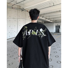 美式高街刺绣花卉短袖t恤男女夏季宽松刺绣字母情侣上衣T5083-P43，男装T恤，星座308B-1