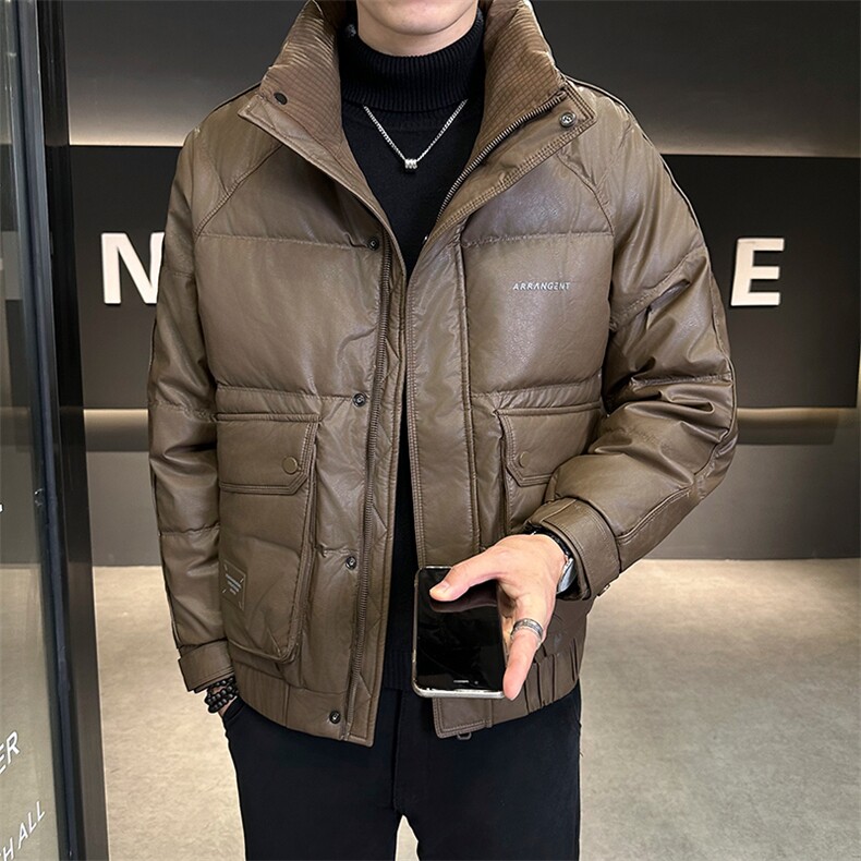 冬季店主羽绒服简约时尚保暖品质数据款简约皮外套男99170-P185图片