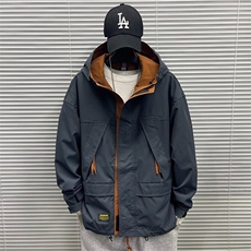 W9205-P75网图现货春季新款连帽户外冲锋衣休闲宽松夹克工装外套，男装夹克，星座1608-2