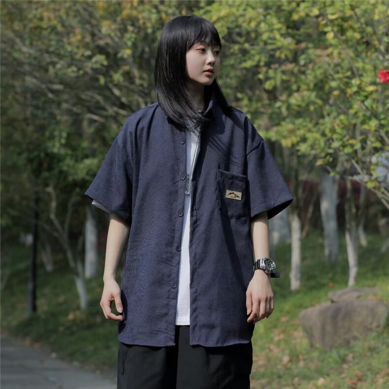 衬衫男短袖韩版潮流女帅气2023夏季新款ins宽松百搭外套CY327-P32图片