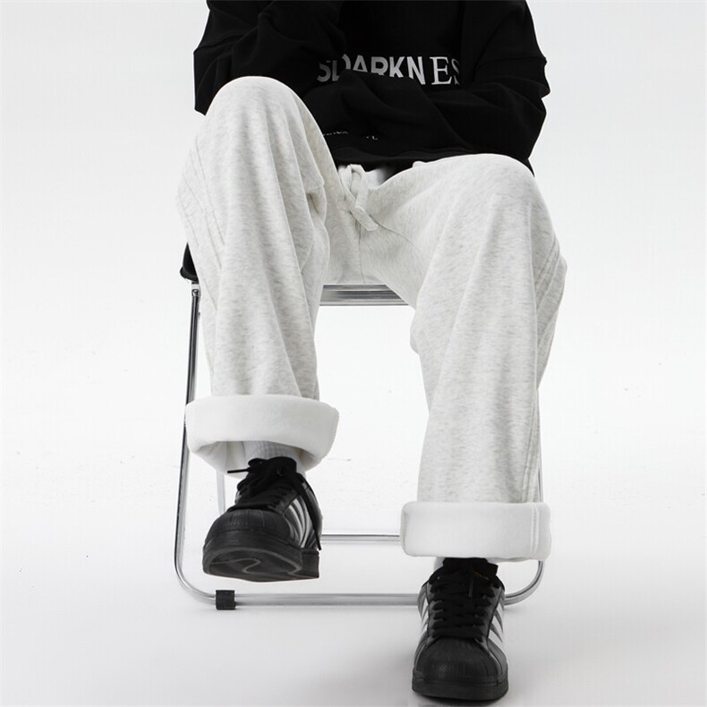 8XL-M加绒卫裤加肥加大码侧边褶皱裤子运动长裤KZ1901/P50加绒60图片