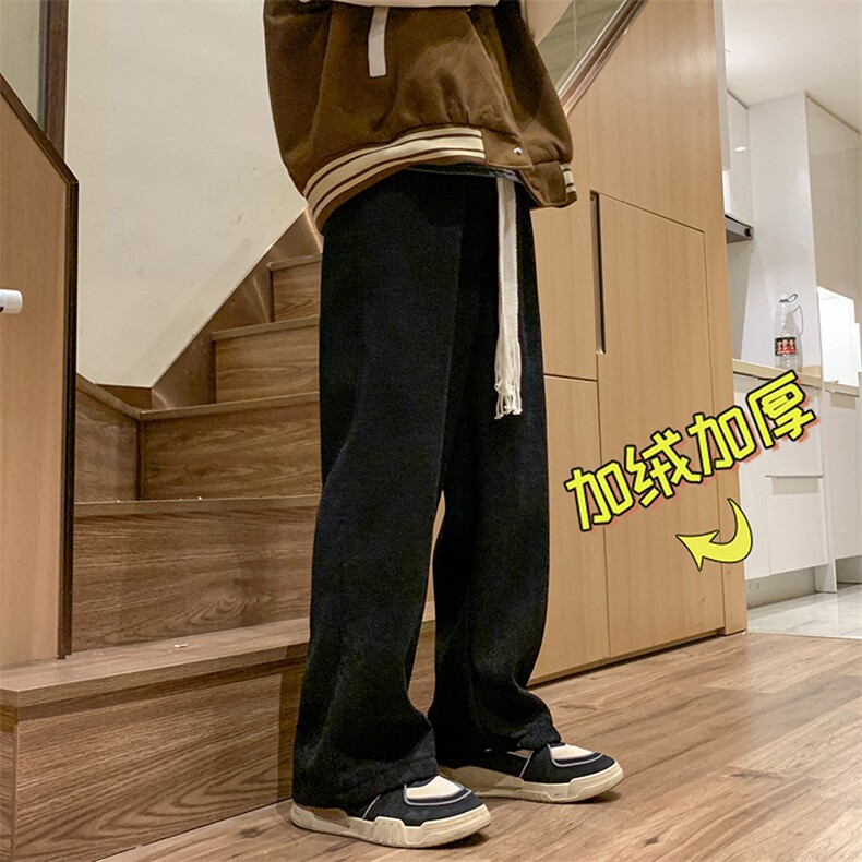 灯芯绒裤高街ins潮工装裤男秋冬加绒阔腿裤K0523-P33加绒P43,男装休闲裤,星座308B-1