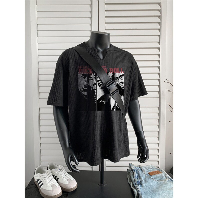 XZ809A/DXVL04/P25/控38肌理感印花V领T恤,男装T恤,星座809A(原222-1)
