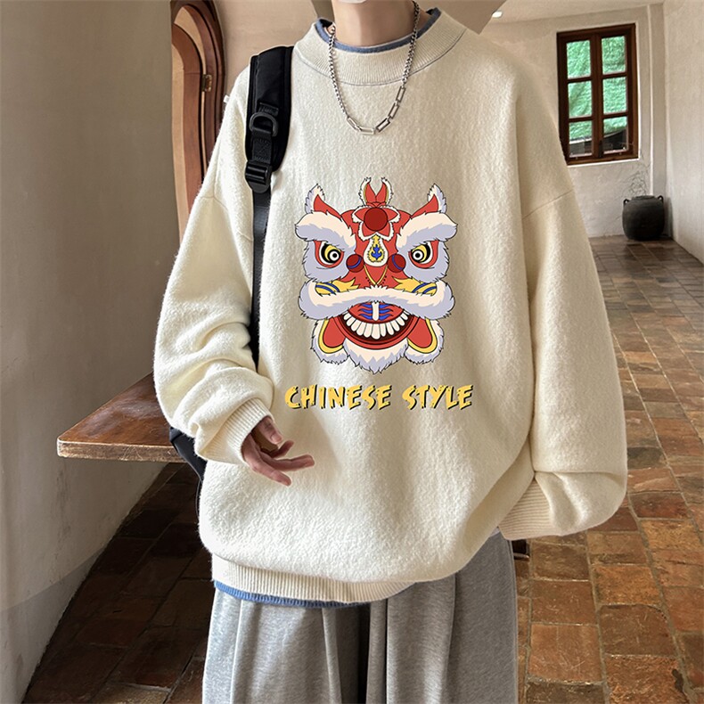 控78假两件毛衣男大码加绒针织衫男毛线衣M80185-P55加绒P70,男装针织衫/毛衣,电商A040