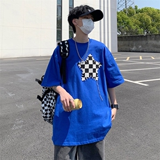 T恤男韩版潮短袖五角星刺绣个性2026夏新款ins宽松体恤ST233-P28，男装T恤，星座412