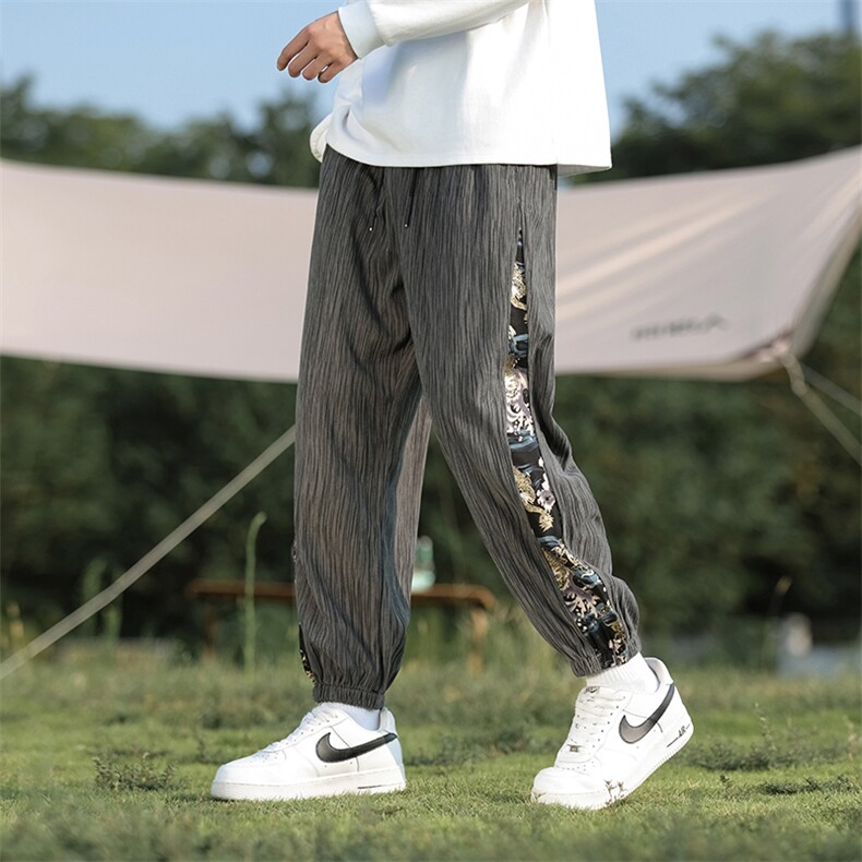 灯芯绒束脚哈伦裤男秋冬季风复古拼接休闲长裤子大码219-WK21,男装休闲裤,星座219