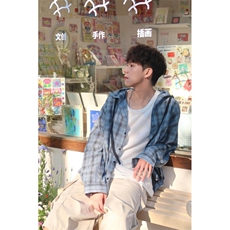 CS61-特P37无差价夏季轻薄微微皱连帽防晒宽松衬衫，男装防晒衣，电商B327