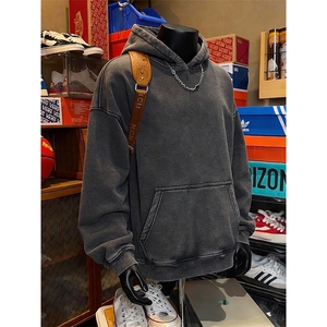 得物抖音高品质二开 26春装重磅做旧炒雪花纯色连帽水洗卫衣 CM16图片