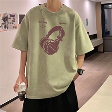 港风2025夏装麂皮绒情侣半袖上衣潮流男装夏季宽松短袖T恤S396P28，男装T恤，电商A233-1
