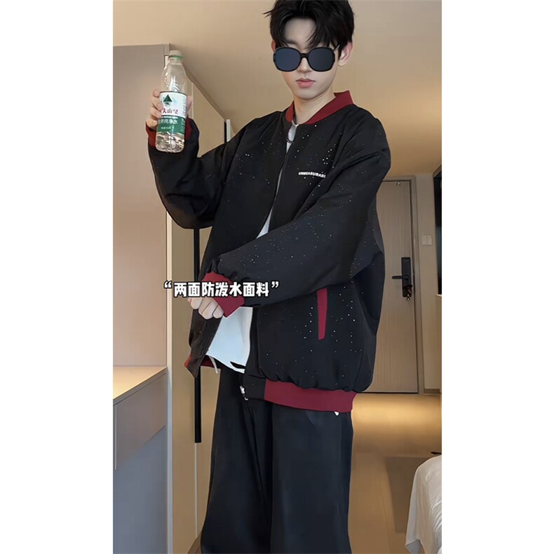 视频切片（双面穿星空）满天星撞色防水棒球服夹克J3053-P70,男装夹克,星座1213