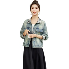 2025秋季新款《现货新品》时尚拼接新中式牛仔短外套，女装牛仔外套，沁沁公主
