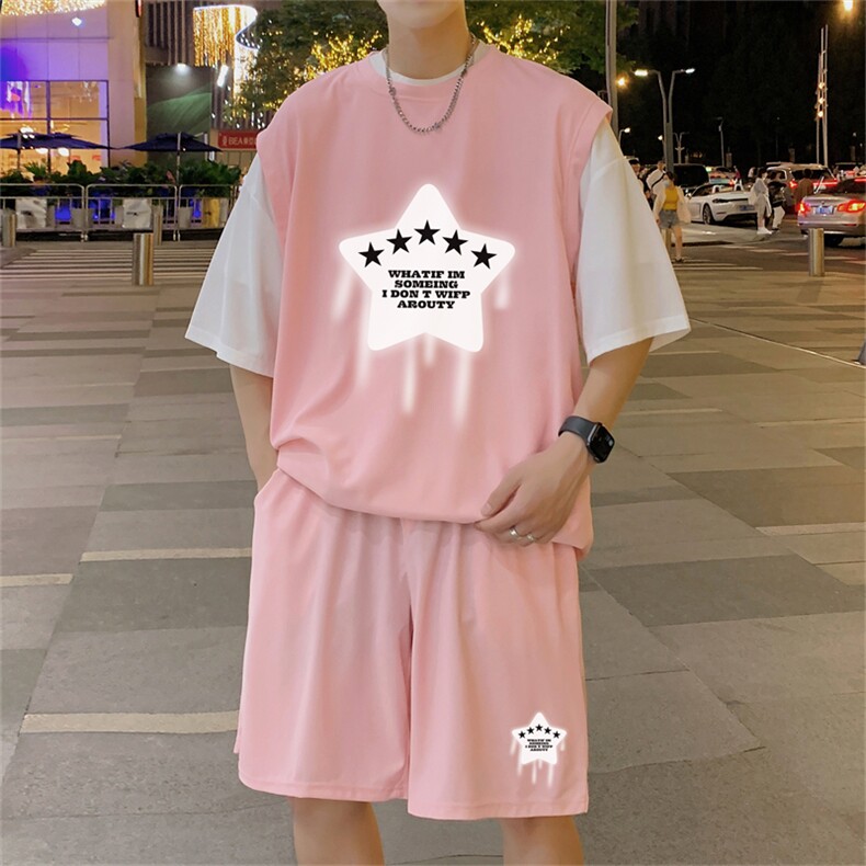 数据款冰感华夫格套装潮流休闲短袖短裤两件套FTZ3057-P55控78,男装牛仔裤,电商B370