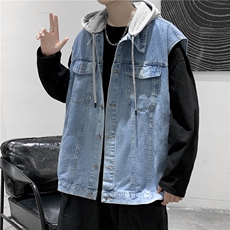MJ206-p58-限价78M-5XL现货牛仔马甲中性连帽工装ins港风无袖，男装工装外套，星座116