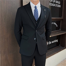 品质西服套装男三件套韩版修身商务休闲西装婚礼西装KTZ912-P315，男装西服套装，星座1105-3