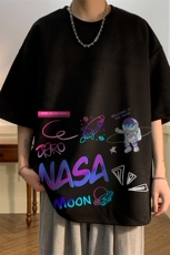 NASA联名同款麂皮绒短袖t恤男大码半袖男JD82186-P25，男装T恤，电商A040