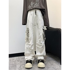 抖音休闲裤男女韩版潮流涂鸦口袋帅气2024秋冬ins长裤K5814-P61，男装休闲裤，星座412-3