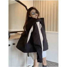 美式拼接冲锋衣短款外套女秋季2025新款设计感小个子休闲连帽上衣，男装夹克，星座1210-1