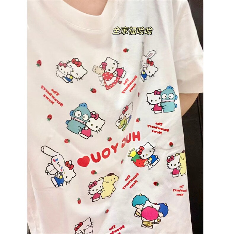 T0643-P25 helloKitty 全家福纯棉印花短袖 甜美可爱少女学生穿搭图片