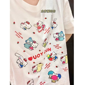 T0643-P25 helloKitty 全家福纯棉印花短袖 甜美可爱少女学生穿搭图片