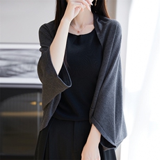 莱赛尔针织披肩防晒衣外套女2025新款慵懒宽松外搭上衣冰丝空调衫，披肩，朝思羊绒
