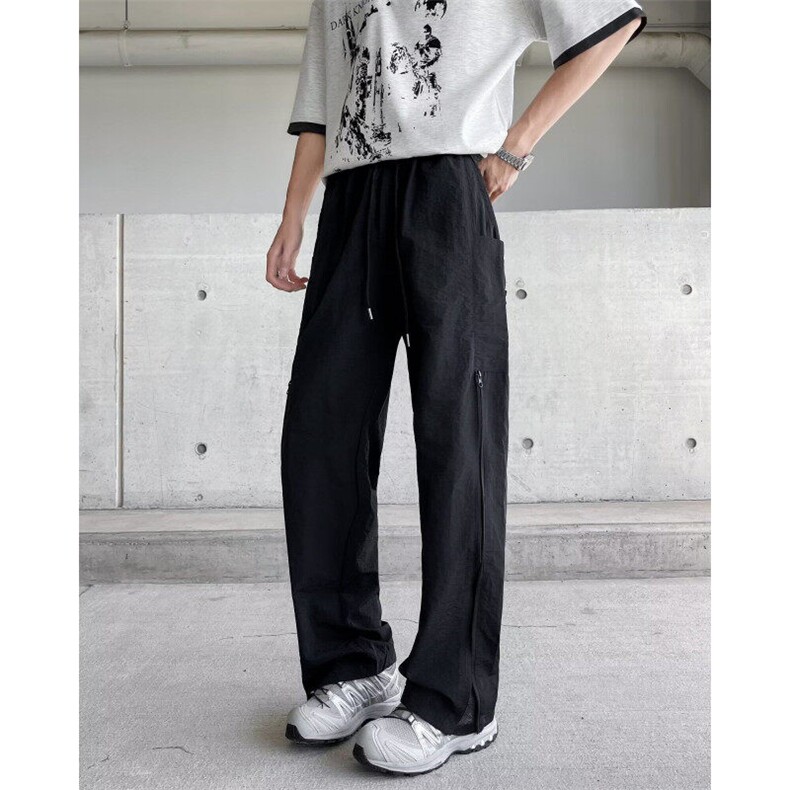 冰丝速干裤子男夏侧拉链网孔透气冲锋裤美式直筒运动裤K6450-P45，女装休闲裤，星座412-2