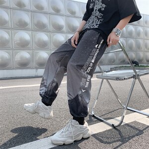 日系高街运动纯色韩版休闲裤宽松星空渐变九分束脚裤 K1303-P30图片