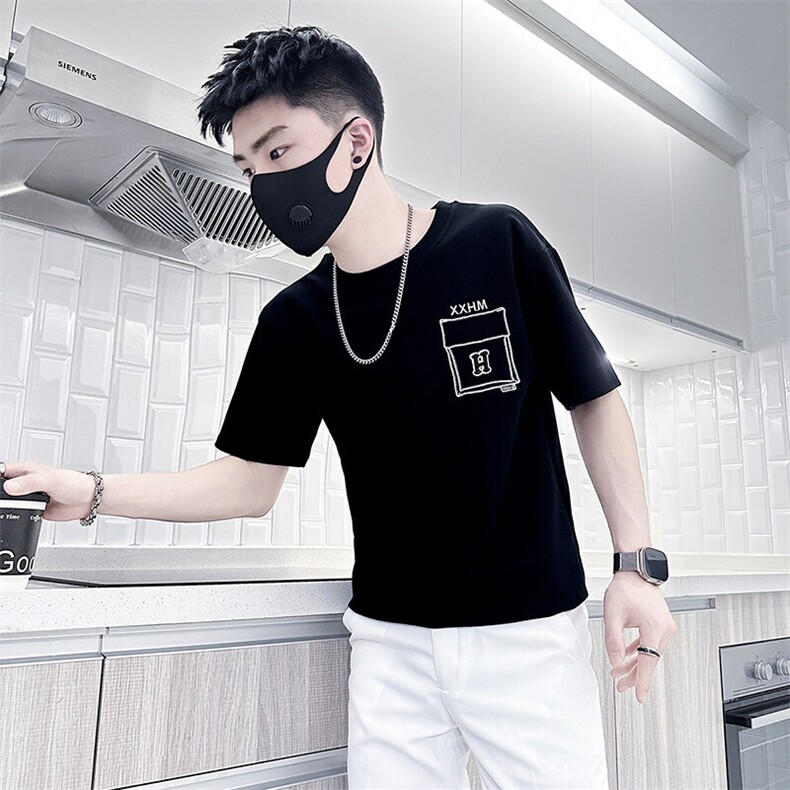 短袖T恤男简约刺绣潮流百搭社会小伙半袖衣服301C-DT89-P48控68,男装T恤,星座301C（原B323）