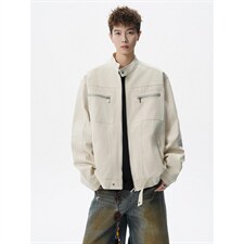 26春装高品质老钱风立领夹克外套男女美式潮牌拉链工装风宽松上衣，男装夹克，电商A486