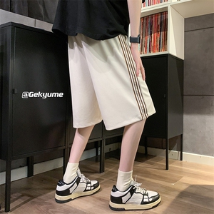 8XL-M 冰丝薄款垂感撞色特大码休闲运动五分短裤DK1509P35控48图片