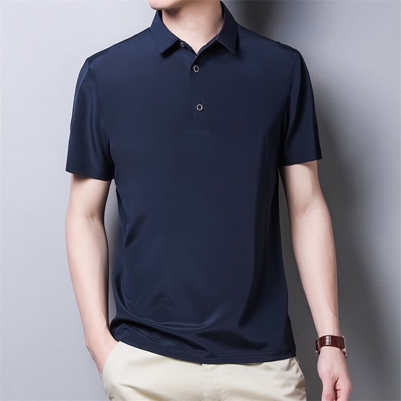 夏季新款冰丝短袖t恤男士中年半袖polo衫商务休闲潮爸爸上衣服,男装T恤,电商B212（原钱塘6029）