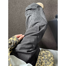 水洗工装裤男潮流cleanfit牛仔裤春秋季宽松微喇休闲长裤KB0049，男装牛仔裤，星座1116A-1（原606A）