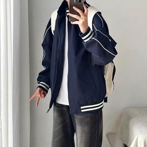 美式外套男士春秋季新款潮牌夹克痞帅男生棒球服JK23-P55图片