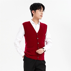 时尚男士V领羊毛背心加厚保暖舒适休闲百搭款男装，男装背心/马甲，牧绒家园