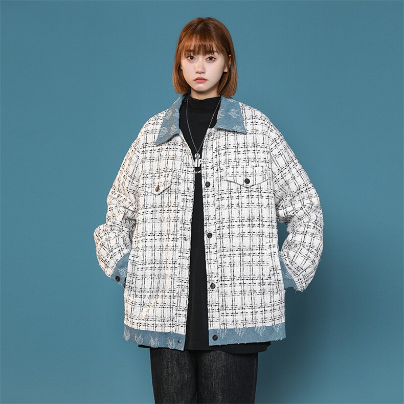 TP75现货小香风拼接牛仔系列小众中性男女夹克外套A170-W315，男装工装外套，电商A170