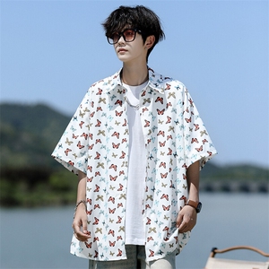 8XL-M花衬衫男短袖夏季薄款冰丝半袖宽松大码休闲外套DC28008P38图片