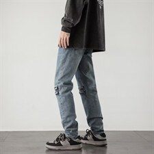牛仔裤男秋季潮大码休闲裤子高街高弹厚款膝盖拉链F5068P58，男装牛仔裤，星座1116-2