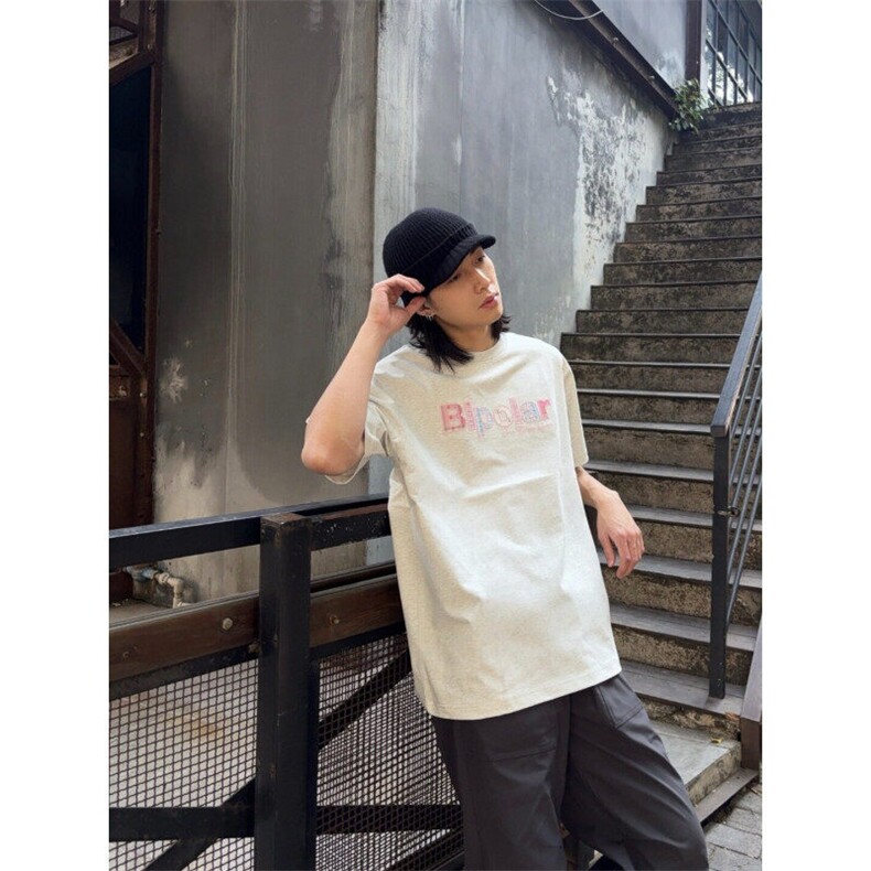 M527-P35彩色格子贴布短袖嘻哈纯棉宽松百搭休闲T恤男女同款,男装T恤,星座617A-1（原B318A）