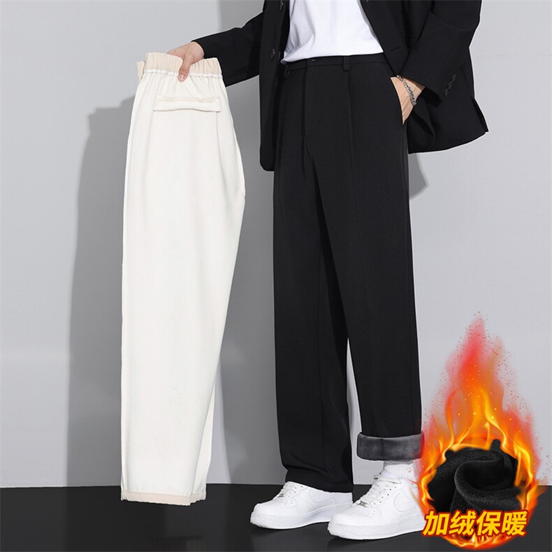 加绒加厚休闲裤男冬季小西裤垂顺韩系通勤直筒裤子JR819-P45,男装西裤,星座610（原A335）