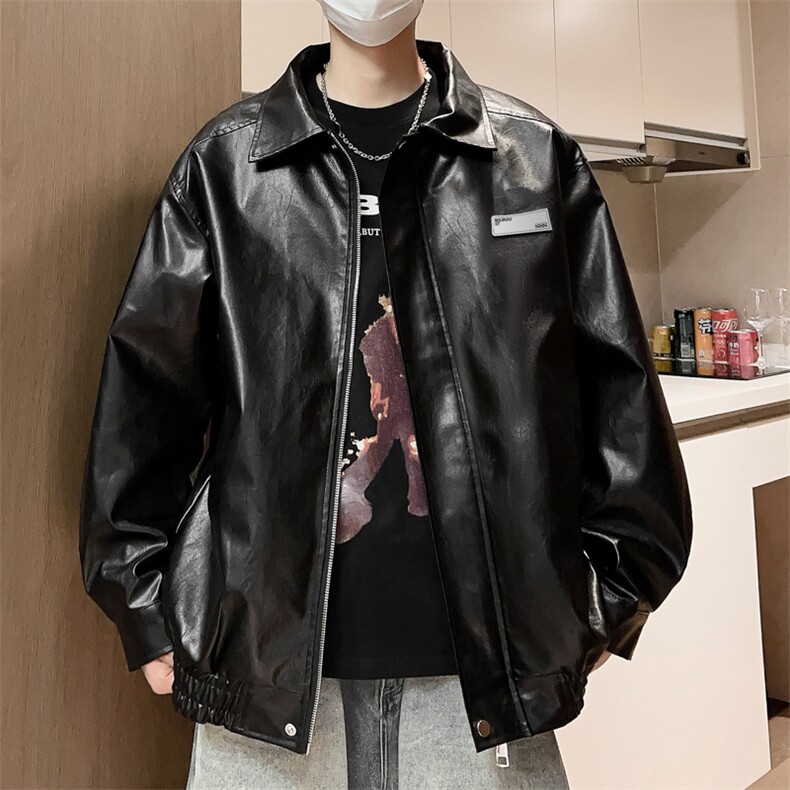 秋季新款皮夹克男机车皮衣情侣潮流外套青年A266-PY006-P80控138图片