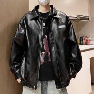 秋季新款皮夹克男机车皮衣情侣潮流外套青年A266-PY006-P80控138图片