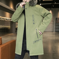不断货男士派克服中长款棉衣加绒加厚风衣连帽外套JR917-P90，男装风衣，星座301D(原星座1004-8）
