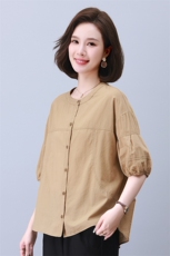 时尚宽松拼接短袖上衣显瘦百搭气质女装衬衫，女装衬衫，叶笙衣