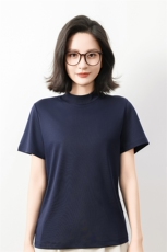 简约风液氨纯棉短袖T恤女2025新款宽松显瘦正肩t恤立领半袖打底衫，女装T恤，元素羊绒