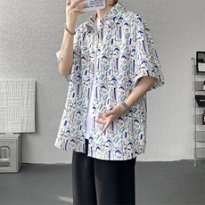 8XL-M花衬衫男短袖夏季薄款冰丝半袖宽松大码休闲外套DC28008P38，男装T恤，电商B312