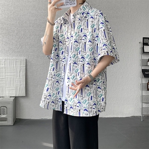 8XL-M花衬衫男短袖夏季薄款冰丝半袖宽松大码休闲外套DC28008P38图片