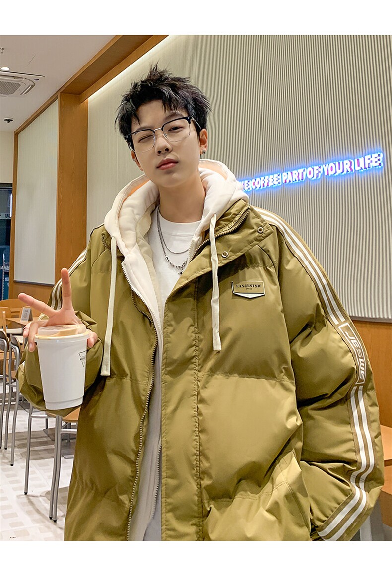 棉衣男冬季新款港风K宽松假两件宽松连帽学生棉服MY8882-P82,男装棉衣,星座214-3