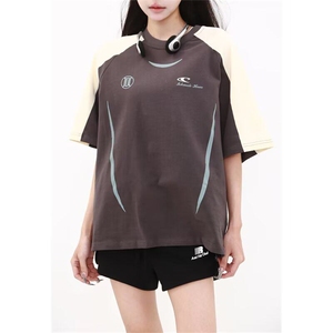 美式高街T恤男女短袖韩版潮流拼色街头2025夏季ins体恤ST621-P43图片